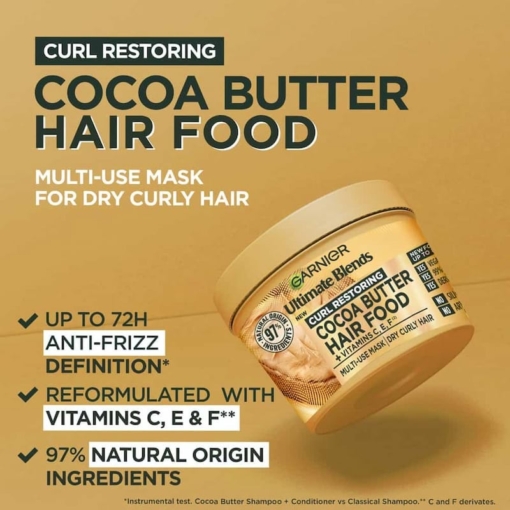 Garnier Hair Food Cocoa Butter And Jojoba Oil 3 In 1 Curly Hair Mask, 400 Ml