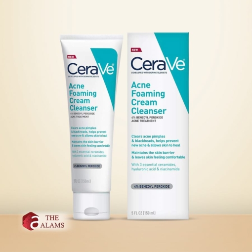 Cerave Acne Foaming Cream Cleanser With 4 Benzoyl Peroxide Acne Treatment 150 ml