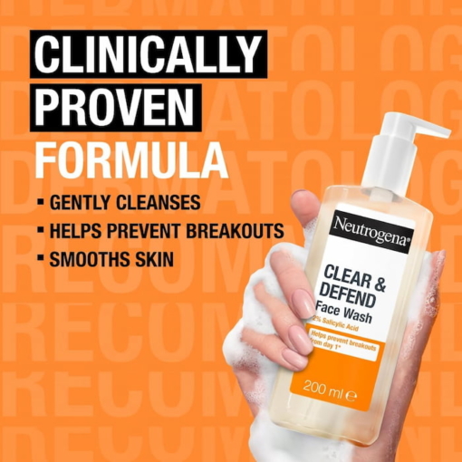 Neutrogena Clear And Defend 2% Salicylic Acid Face Wash, 200 ml - Image 4