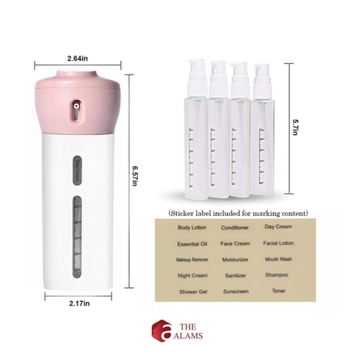 4 in 1 Cosmetic Dispenser Travel Bottle, 4 x 40 ml bottles, Color- Beige Pink