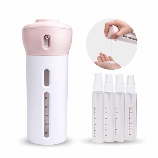 4 in 1 Cosmetic Dispenser Travel Bottle 4 x 40 ml bottles Color Pink And White 7