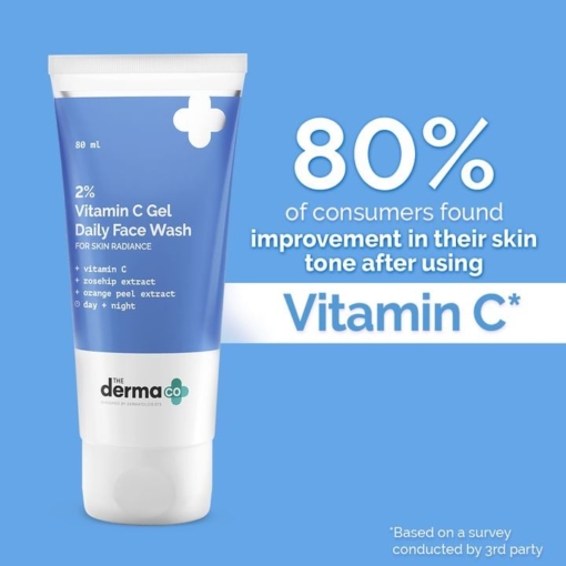 The Derma Co. 2 Vitamin C Gel Daily Face Wash For Brightness 80 ml 1