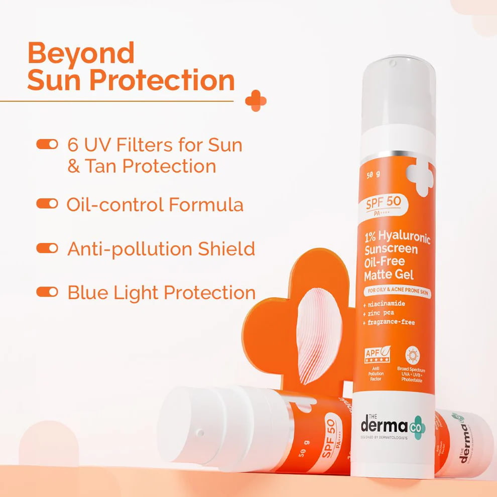 The Derma Co. 1% Hyaluronic Sunscreen Oil Free Matte Gel SPF 50 PA++++, 50 g 3 The Derma Co. 1% Hyaluronic Sunscreen Oil Free Matte Gel SPF 50 PA++++, 50 g - Image 3