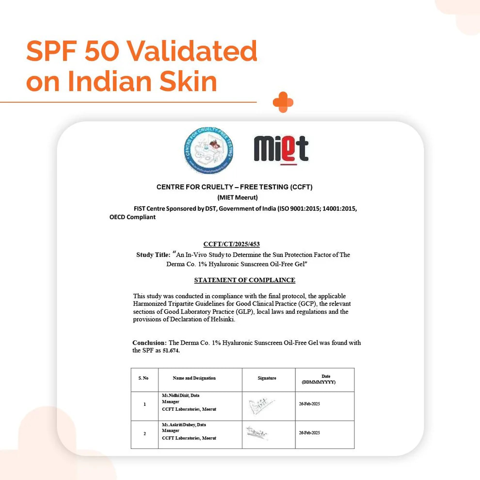 The Derma Co. 1% Hyaluronic Sunscreen Oil Free Matte Gel SPF 50 PA++++, 50 g 5 The Derma Co. 1% Hyaluronic Sunscreen Oil Free Matte Gel SPF 50 PA++++, 50 g - Image 5