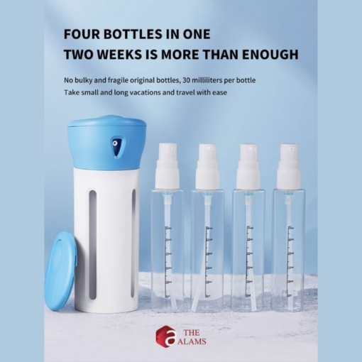 4 in 1 Cosmetic Dispenser Travel Bottle, 4 x 40 ml bottles, Color- Blue
