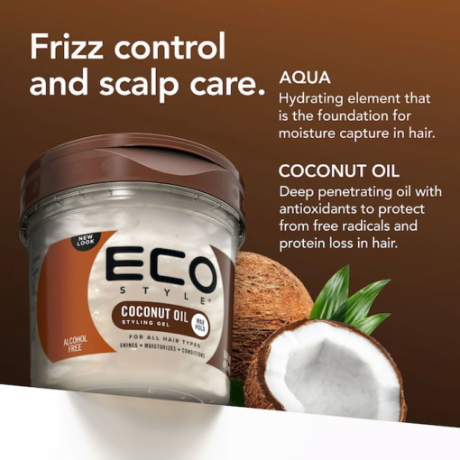 Eco Style Coconut Oil Styling Hair Gel, 473 ml - Image 2