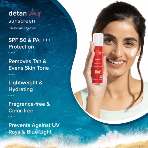 Aqualogica Detan+ Dewy Sunscreen SPF 50+ PA++++, 50 g