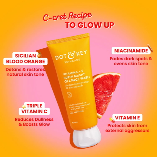 Dot & Key Vitamin C + E Super Bright Gel Face Wash, 100 ml - Image 3