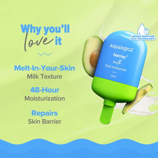 Aqualogica Barrier+ Milk Fluid Moisturizer For Dry Damaged Skin, 70 ml - Image 2