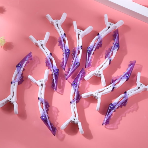 Duckbill Hair Clips Set of 5 pcs, Purple And White - Image 3