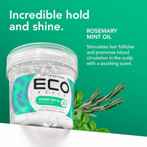 Eco Style Rosemary Mint Oil Styling Hair Gel, 473 ml - Image 2