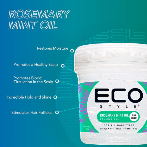 Eco Style Rosemary Mint Oil Styling Hair Gel, 473 ml - Image 3