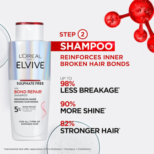 Loreal Elvive Bond Repair Shampoo For Damaged Hair, 200 ml - Image 3