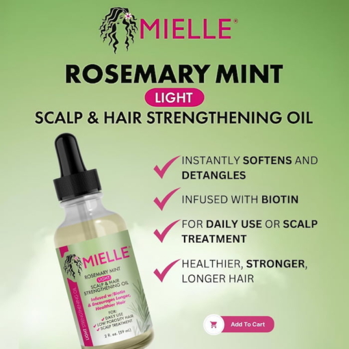 Mielle Rosemary Mint Light Scalp And Hair Strengthening Oil, 59 ml - Image 2