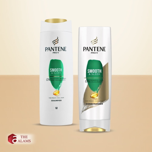 Pantene Smooth And Sleek Shampoo Conditioner Set For Frizzy Dull Hair, 400 ml