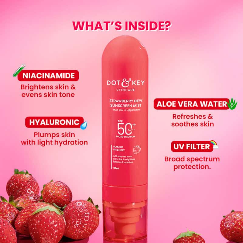 Dot & Key Strawberry Dew Sunscreen Mist SPF 50+ PA++++, 80 ml - Image 4