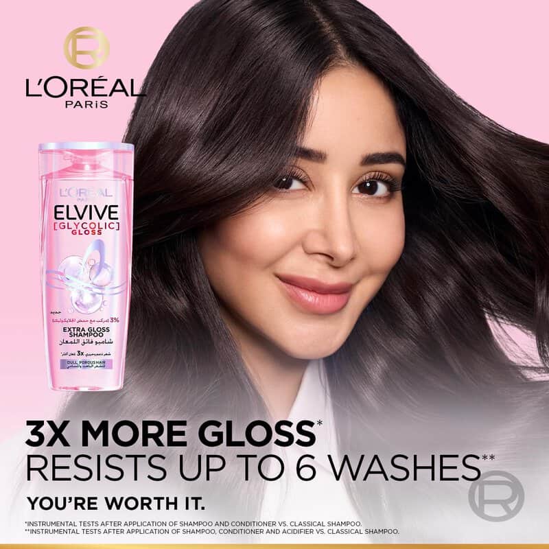 Loreal Elvive Glycolic Gloss Extra Gloss Shampoo For Dull Hair, 400 ml 4 Loreal Elvive Glycolic Gloss Extra Gloss Shampoo For Dull Hair, 400 ml - Image 4