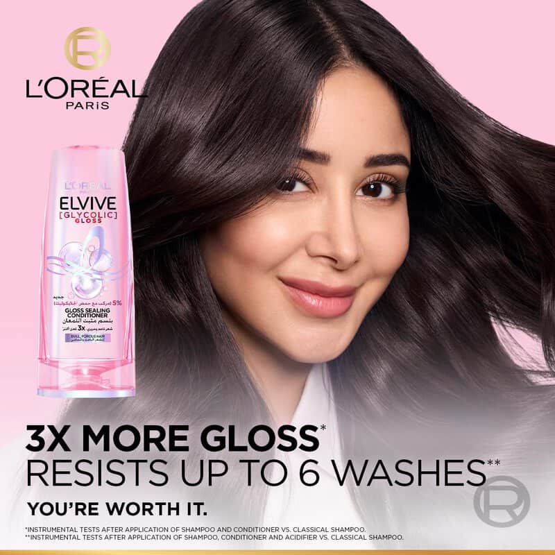 Loreal Elvive Glycolic Gloss Sealing Conditioner For Dull Hair, 360 ml 4 Loreal Elvive Glycolic Gloss Sealing Conditioner For Dull Hair, 360 ml - Image 4